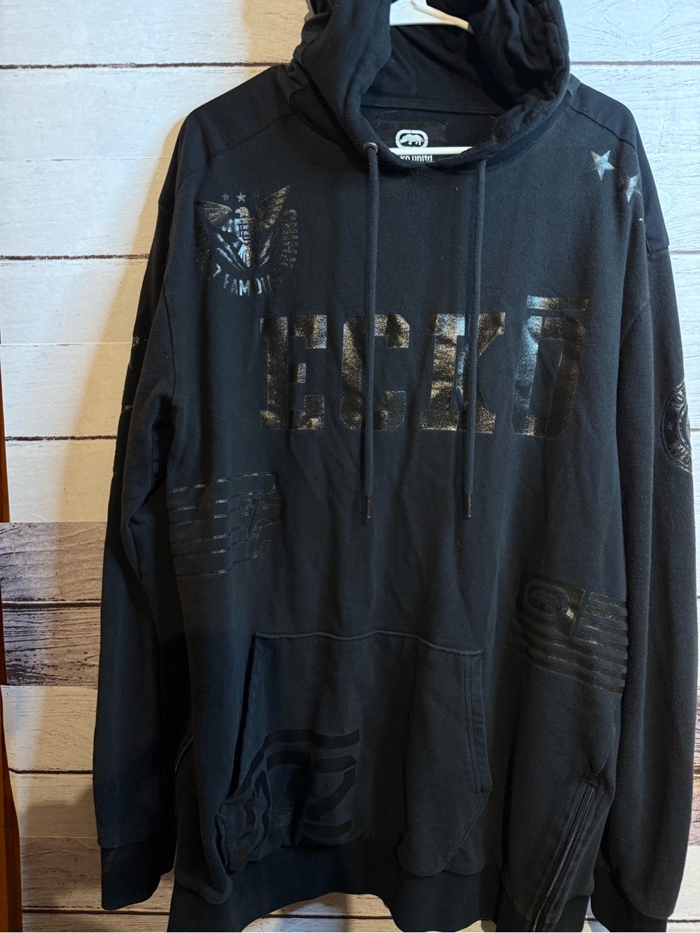 Ecko Unlimited Black Logo Graphic Pullover Hoodie